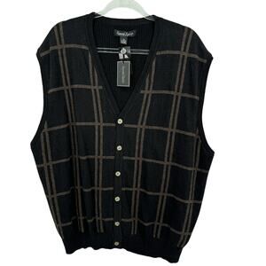 Kenneth Roberts Cashmere Golf Sweater Vest Mens XXL Brown Grandpacore Sporty NEW